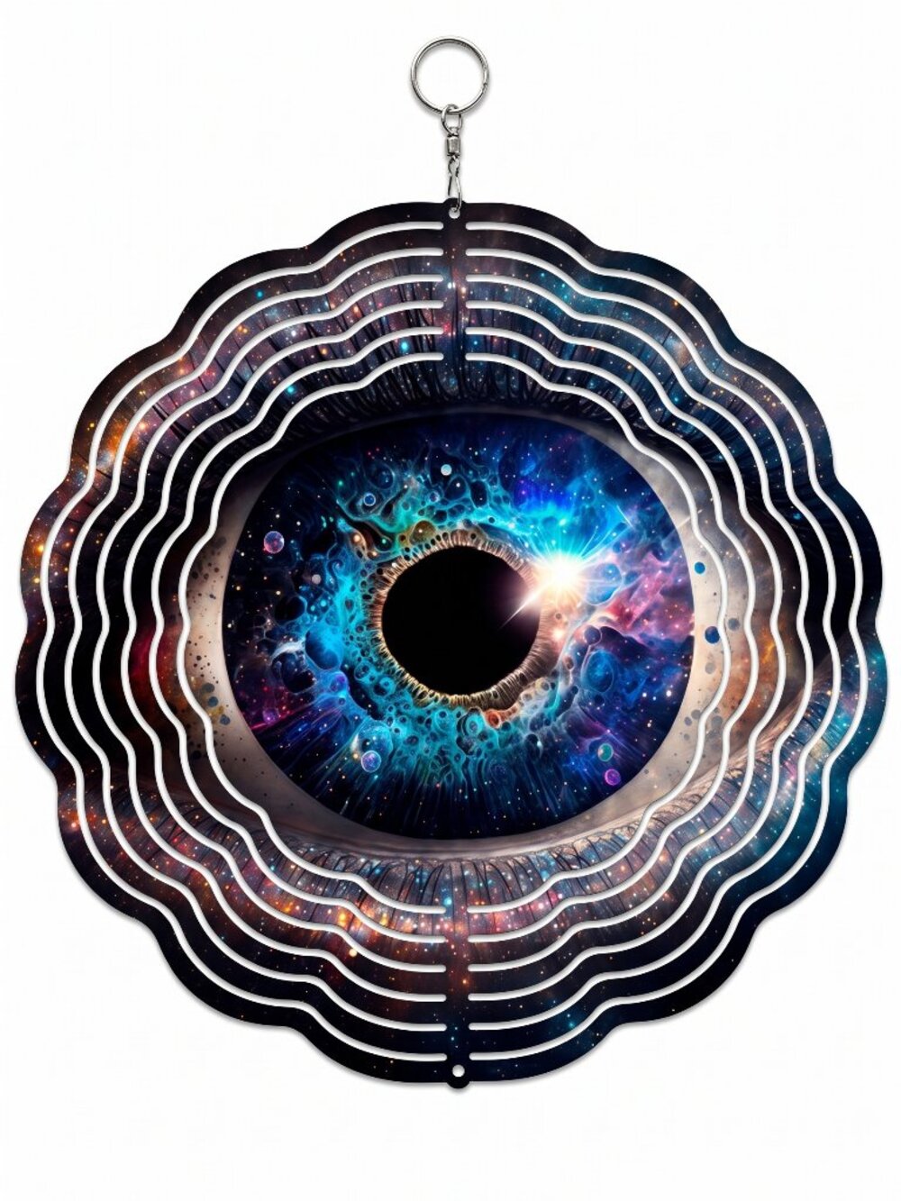 10" Cosmic Galaxy Eye Kinetic Wind Spinner - Metal Hanging Garden Yard Decor